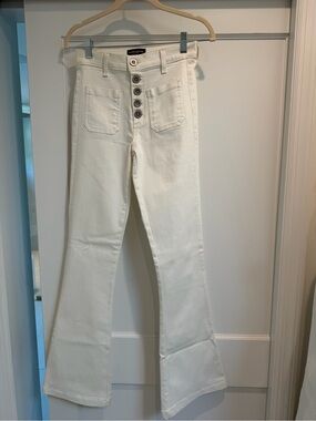 Ramy Brook Cream Button-Front Flare Jeans